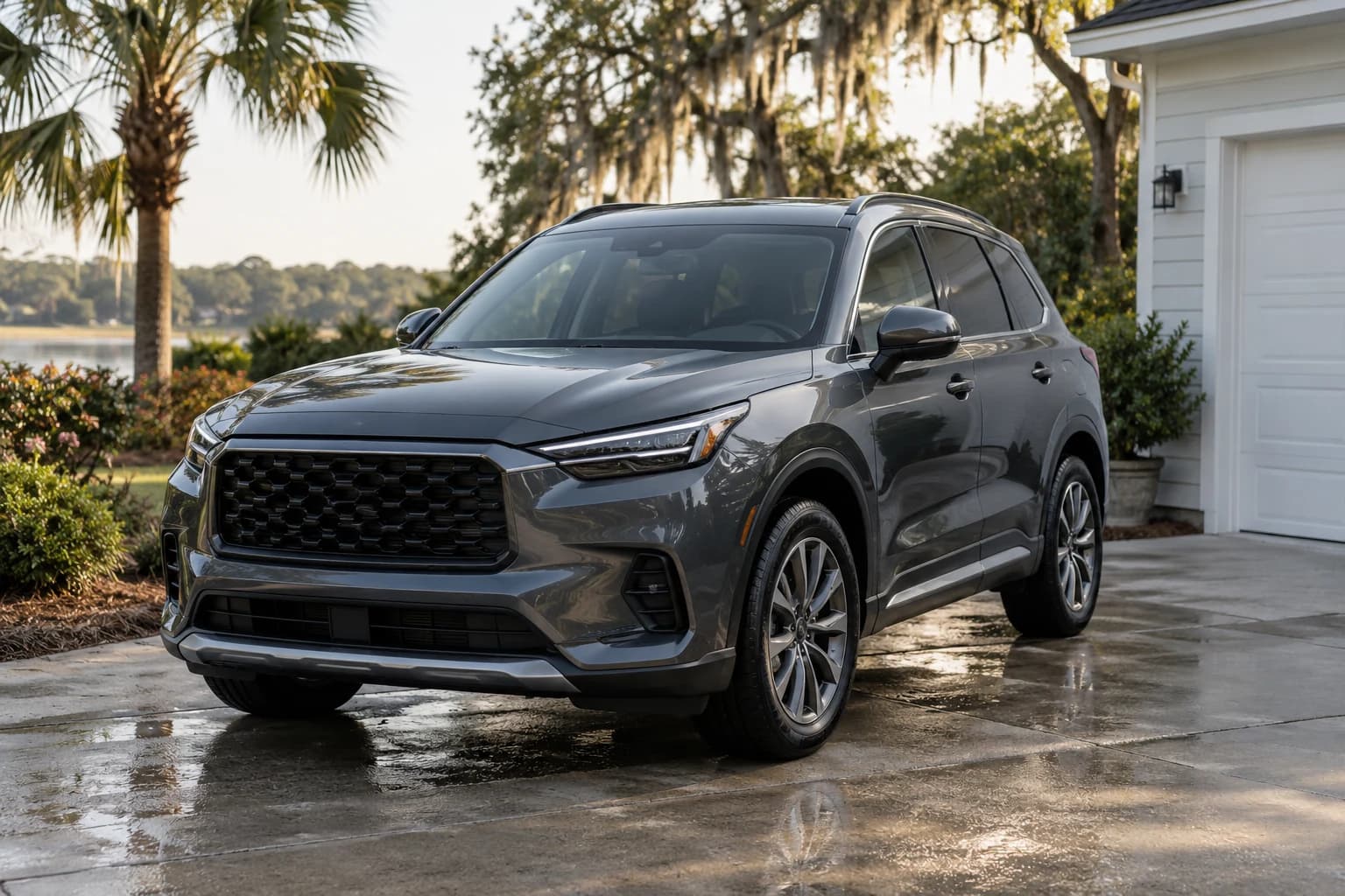Illustrative clean SUV outside a Lowcountry home